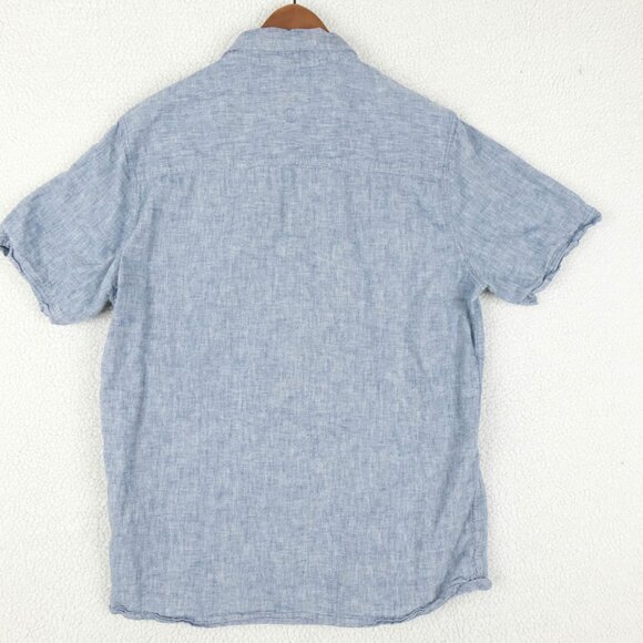 Fat Face Shirt Mens Small Blue Linen Blend Button Up Boho Beach Summer - Picture 4 of 9